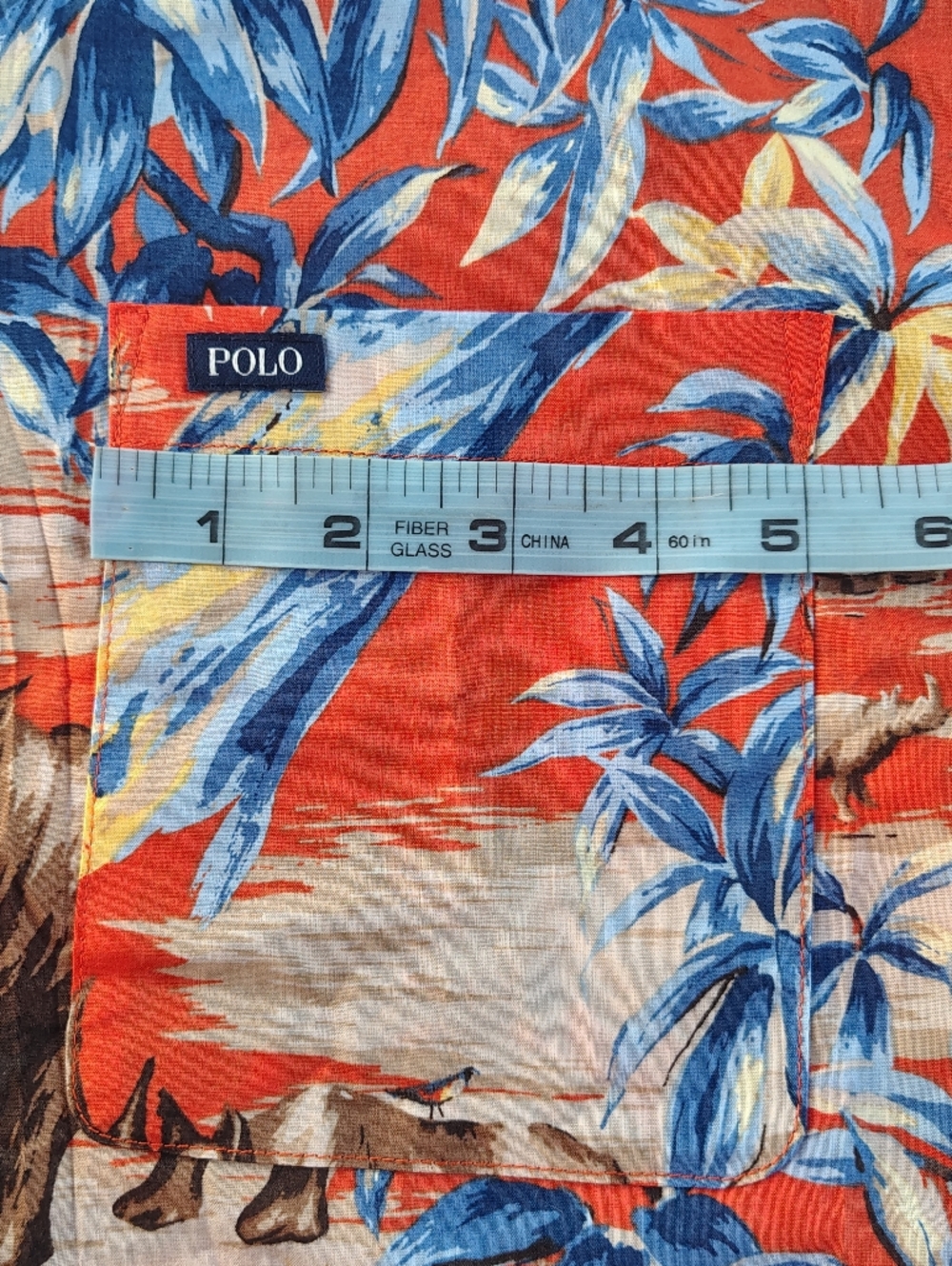 Polo by Ralph Lauren Orange Floral Print Camp Men Shirt with Blue Accents - Picture 4 of 6